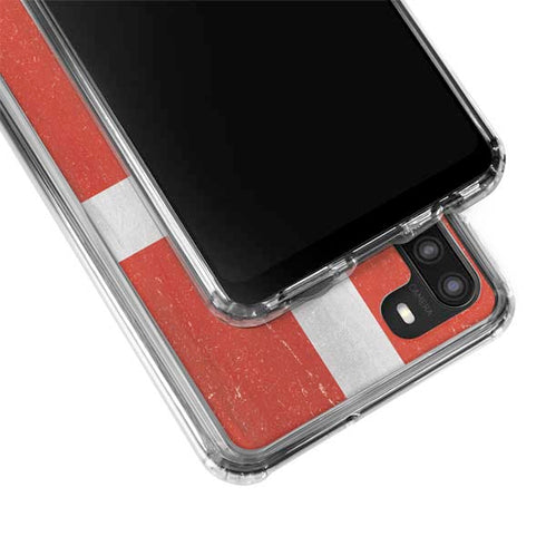 Denmark Flag Distressed Galaxy A21 Clear Case